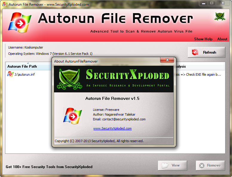 autorun virus remover v3.3 serial key